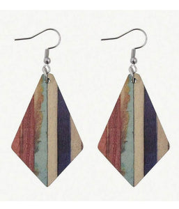 Striped Painted Wood Earrings