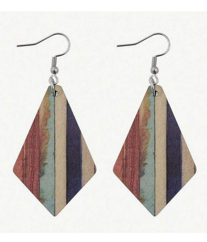Striped Painted Wood Earrings