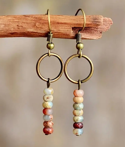 Mixed Stone Beaded Drop Earring