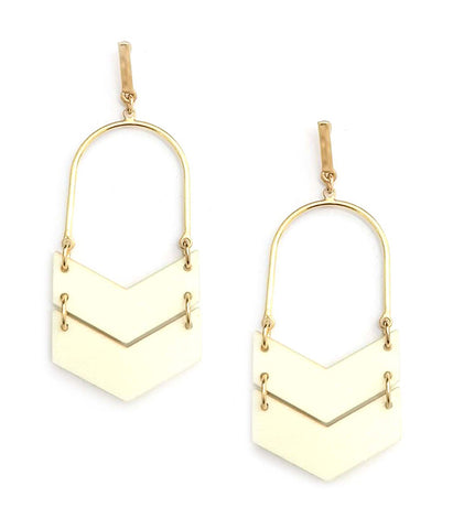 Wood Chevron Earring in Ivory