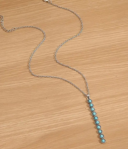 Turquoise Bar Pendant Necklace