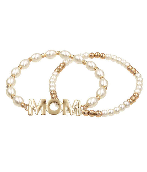 Pearl and Bead Mom Stretch Bracelet