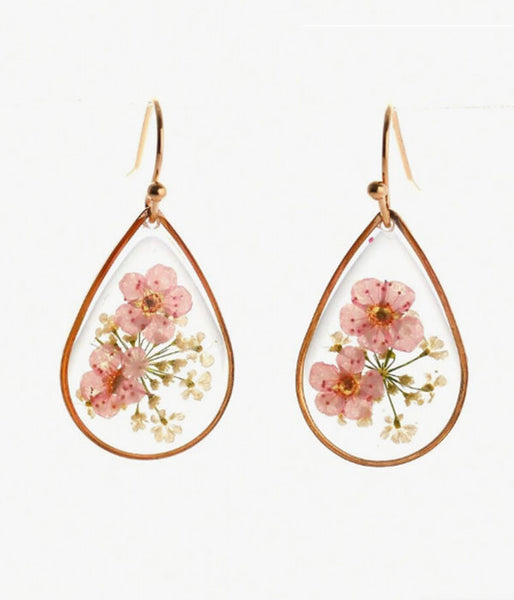 Dried Flower Teardrop Earring