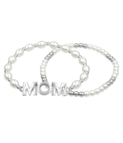 Pearl and Bead Mom Stretch Bracelet