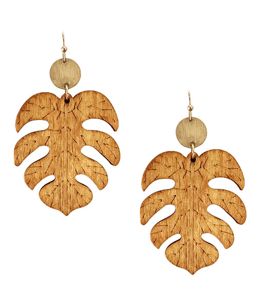 Wood Leaf Earring
