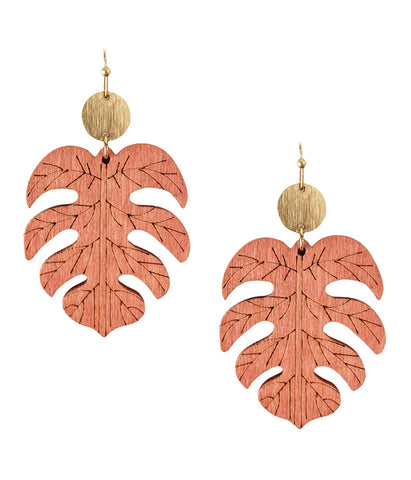 Wood Leaf Earring