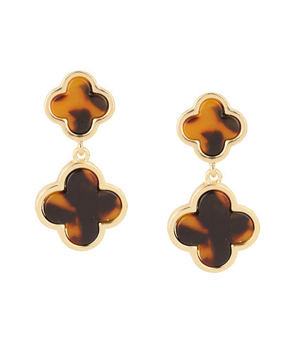 Tortoise Double Quatrefoil Earrings