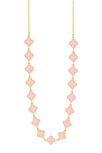 Quatrefoil Link Necklace in Pink
