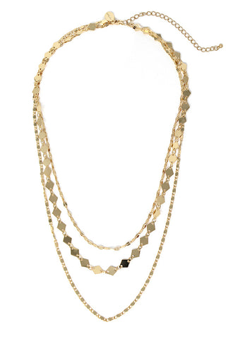 Triple Layer Multi Chain Necklace in Gold