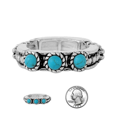 3 Stone Turquoise Stretch Ring