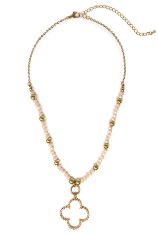 Quatrefoil Pendant and Stone Necklace