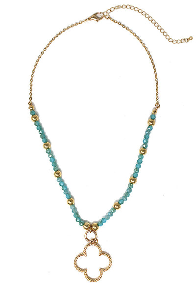 Quatrefoil Pendant and Stone Necklace