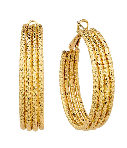 Triple Hoop Earrings in Gold