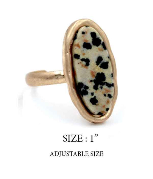 Adjustable Semi-precious oval stone ring