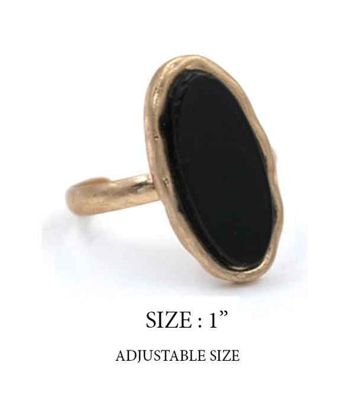 Adjustable Semi-precious oval stone ring