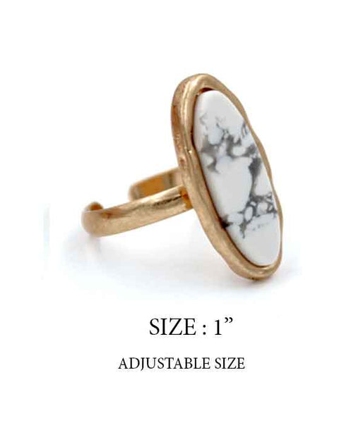 Adjustable Semi-precious oval stone ring