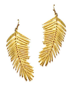 Metal Feather Earring in Gold