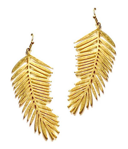 Metal Feather Earring in Gold