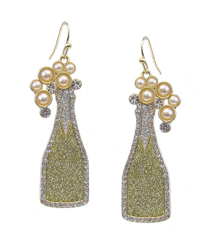 Glitter Champagne Bottle Earrings