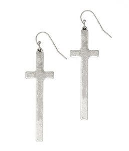 Metal Cross Earrings in Silver