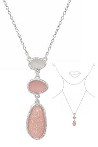 Seaglass Drop Pendant Necklace in Pink
