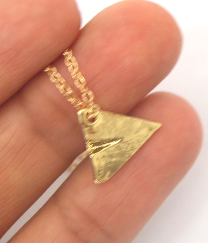 Paper Airplane Pendant Necklace in Gold