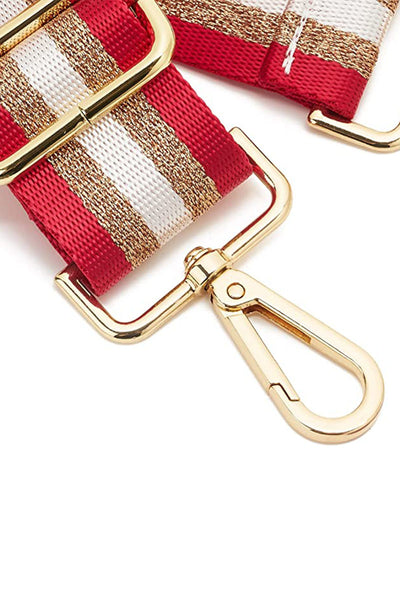 Game Day Striped Bag Strap in Red/Gold