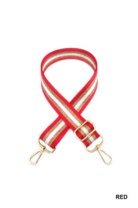 Game Day Striped Bag Strap in Red/Gold