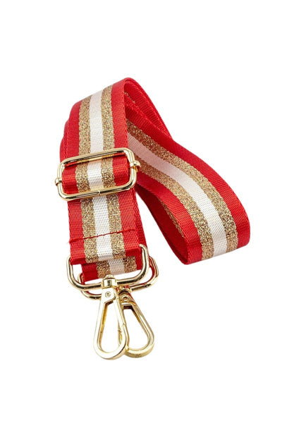 Game Day Striped Bag Strap in Red/Gold