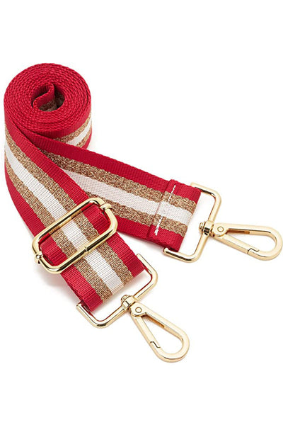 Game Day Striped Bag Strap in Red/Gold