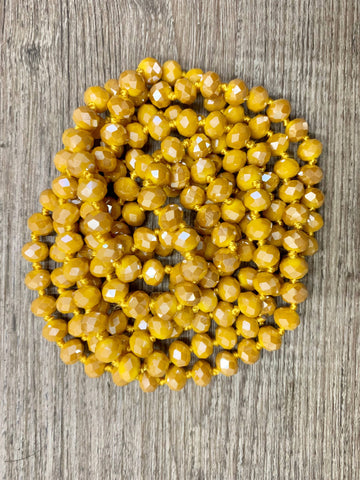 60” Beaded Wrap Necklace- Mustard