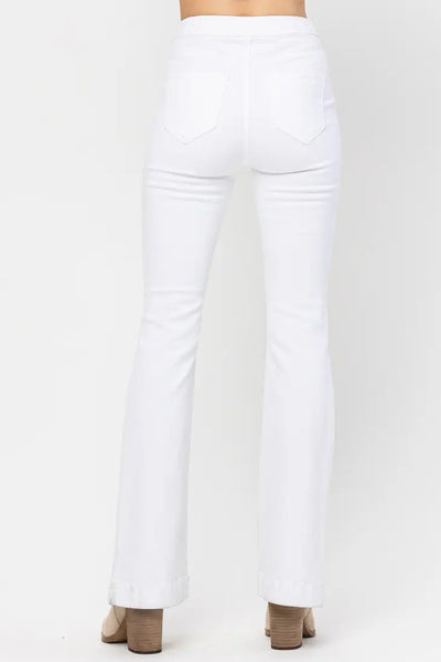 High Rise White Pull On Flares by Jelly Jeans