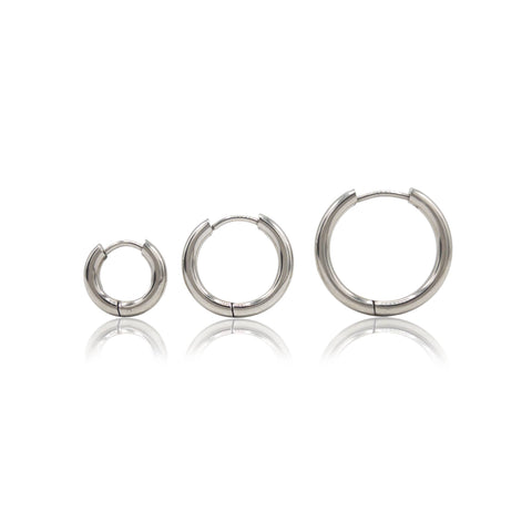 Huggie Hoop Earrings • Hypoallergenic Steel • Dark Silver
