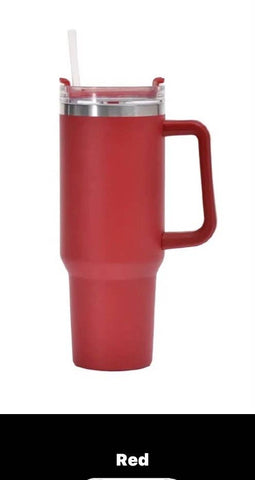 40oz Tumbler with Handle in Red