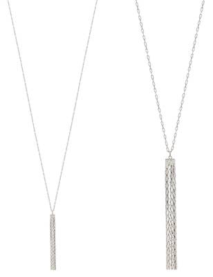 Multi Chain Tassel Long Necklace in Silver