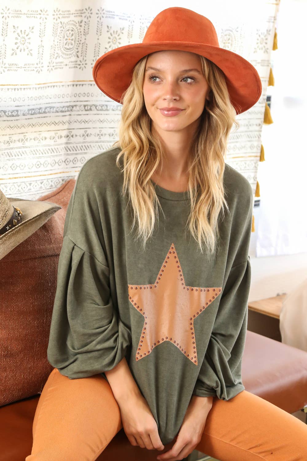 Studded Star Patch Lightweight Tunic