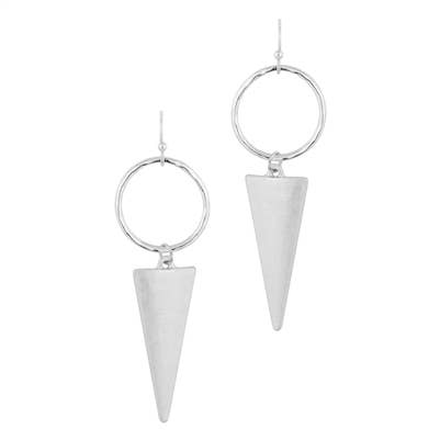 Worn Silver Pointed Triangle Earring
