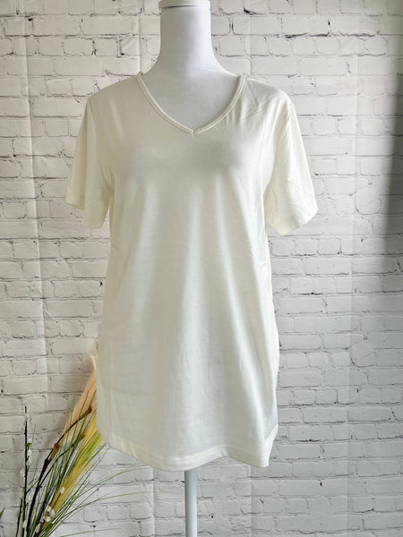 Basic V Neck Tee in White