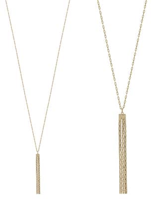 Multi Chain Tassel Long Necklace in Gold