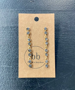 Diamond Bead Post Drop Earrings