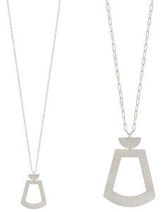 Matte Silver Geometric 32” Necklace