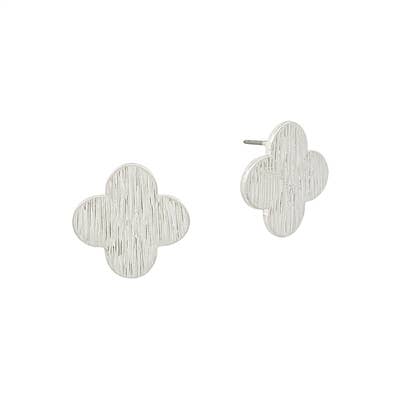 Silver Textured Clover Stud Earring