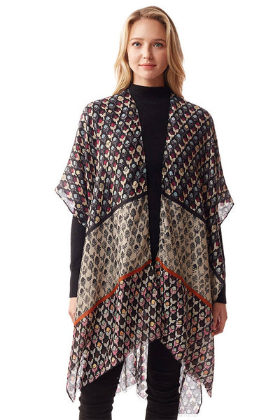 Geometric Foil Kimono in Black