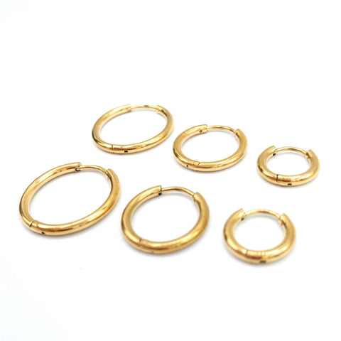 Huggie Hoop Earrings • Hypoallergenic • 18K PVD Gold
