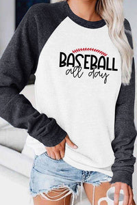 Baseball All Day Graphic Raglan Lightweight Sweatshirt