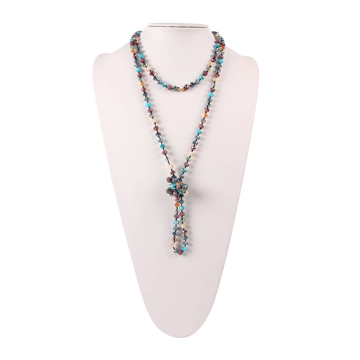 Turquoise Mix Glass Beaded Long Necklace