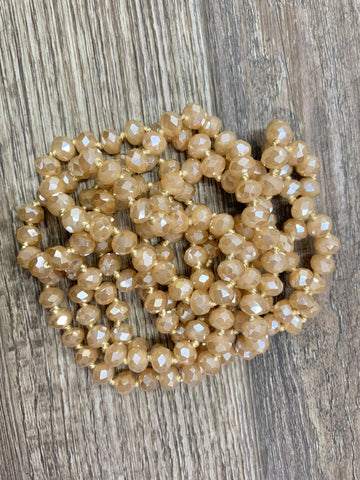 60” Beaded Wrap Necklace- Champagne