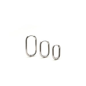 Oval Huggie Hoop Earrings • Surgical Steel • Non-Tarnish