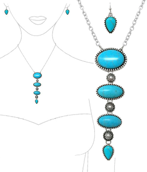 Turquoise Drop Pendant Necklace