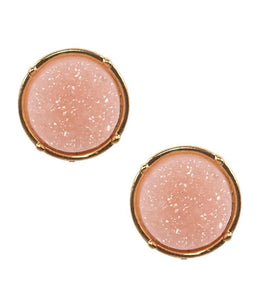 Druzy Round Earring in Rose Gold